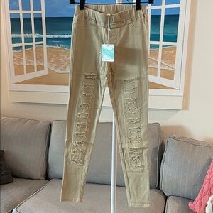 Umgee Tan Distressed Skinny Pants